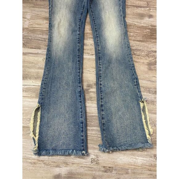 Blank NYC The Hoyt Jeans High Rise Mini Flare Raw Hem Women’s Sz 25 Waist - Picture 2 of 9
